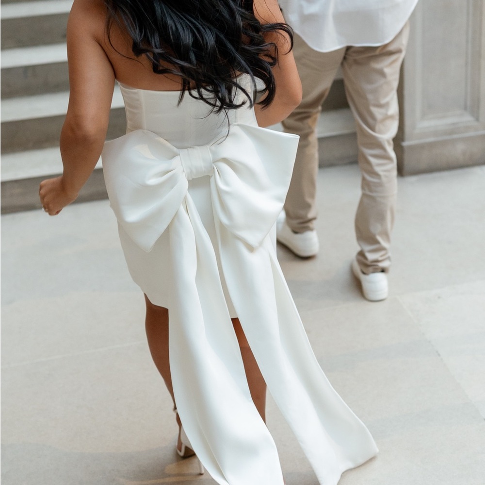 Meshki - Meredith Strapless Bow Mini Dress White